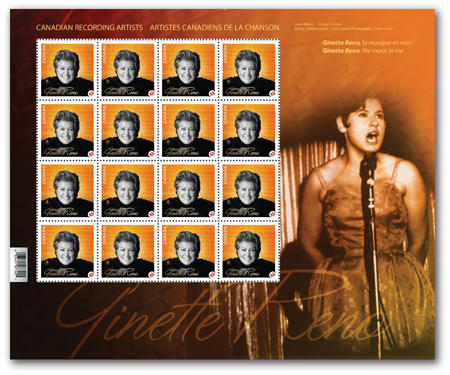 feuillets de 16 timbres (Ginette Reno)