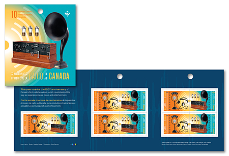 Carnet de 10 timbres - Histoire de la radio au Canada