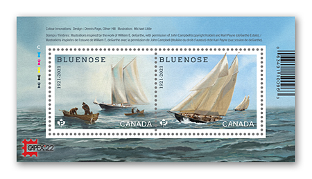 Bloc-feuillet de 2 timbres avec surcharge - Bluenose, 1921-2021