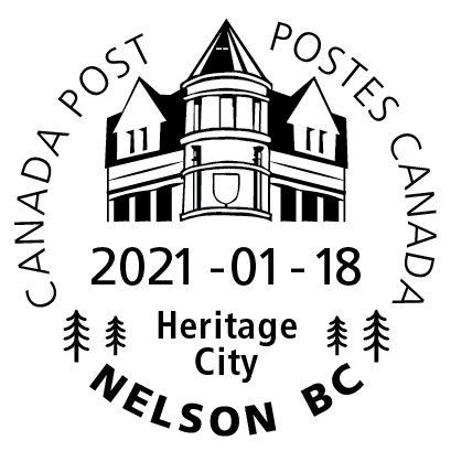 Illustration de l’édifice déclaré historique Heritage City et arbres décoratifs, avec la date 18 janvier 2021.