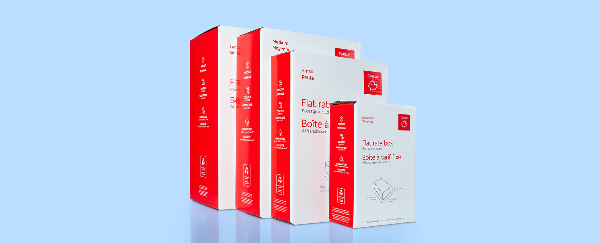 Send packages anywhere in Canada with flat rate boxes.