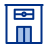 Parcel locker icon with a package compartment and label slot, representing package pickup or delivery storage.