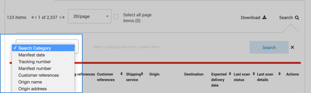 Intelligence 360 Search Category drop-down menu.