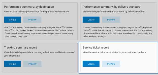 Intelligence 360 &ldquo;Create new report&rdquo; menu with &ldquo;Service ticket report&rdquo; option highlighted.