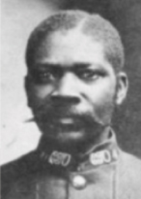 A black and white portrait photo of Albert Jackson wearing his letter carrier's uniform.