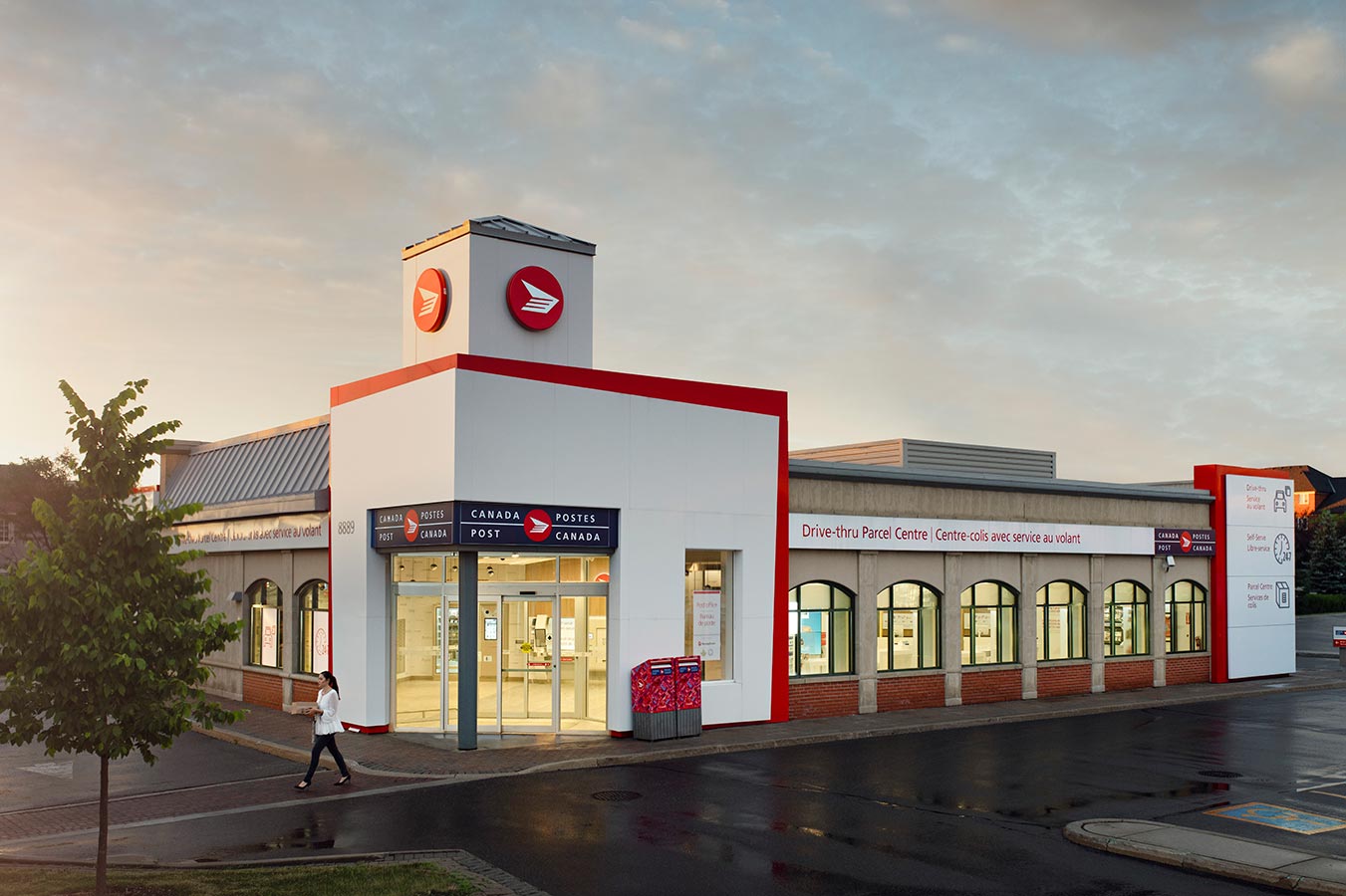 Exterior view of a Canada Post Drive-thru Parcel Centre
